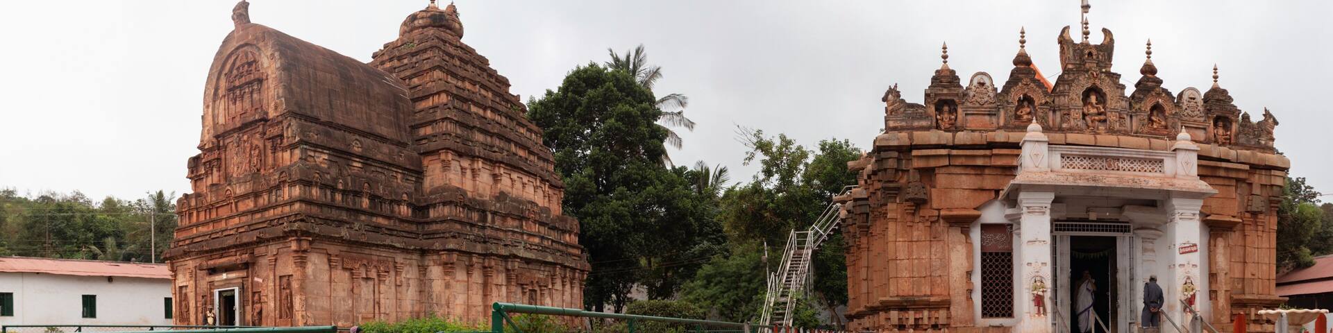 Hampi, India July 10, 2019 : Kumaraswami Temple and Parvati temple on top of the Krauncha Giri or hill at sandur.