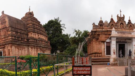 Hampi, India July 10, 2019 : Kumaraswami Temple and Parvati temple on top of the Krauncha Giri or hill at sandur.