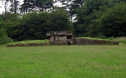 Tinkinswood, Vale of Glamorgan, Wales. This chambered long cairn is covered by an almost rectangular mound. There has been some (poor) restoration work carried out.