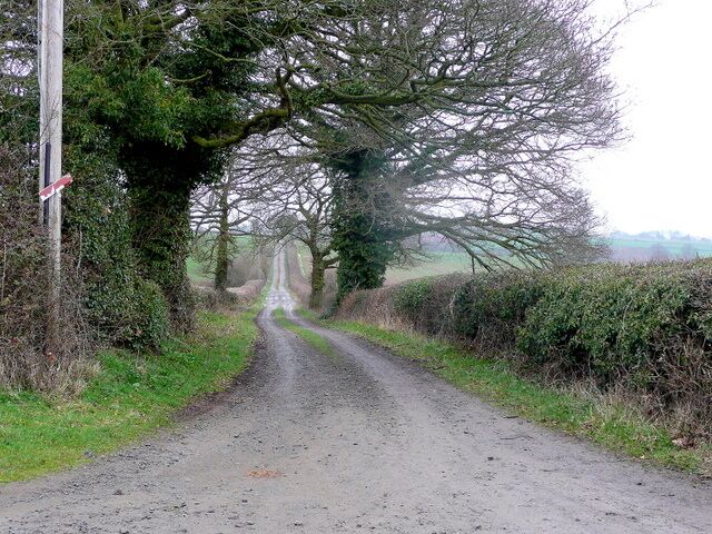 Straight track to Gannah Farm Not a public footpath or right-of-way.