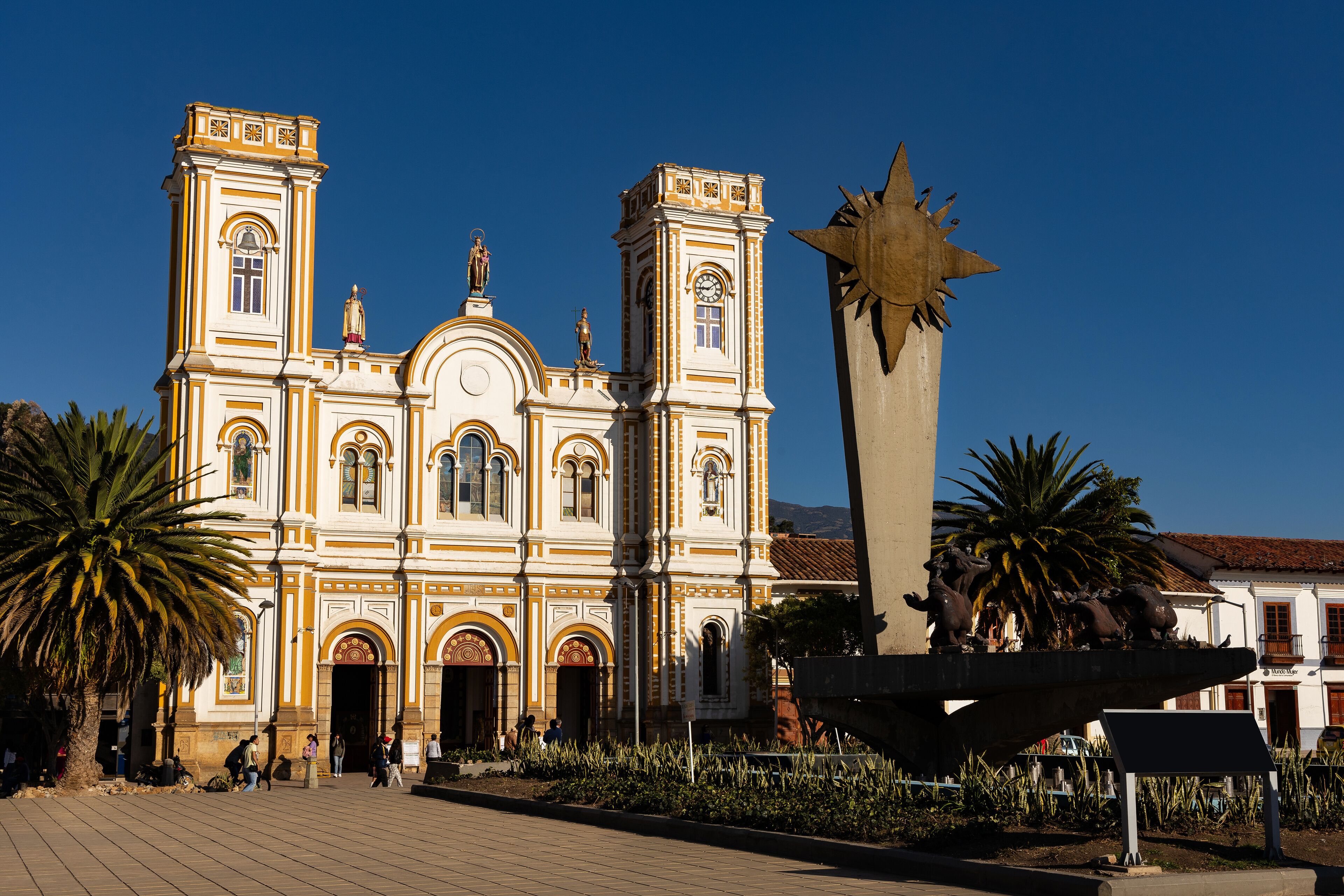 Sogamoso, Boyaca - Colombia. April 10, 2024. Cathedral of San Martin of Tours, located in the main park of the municipality