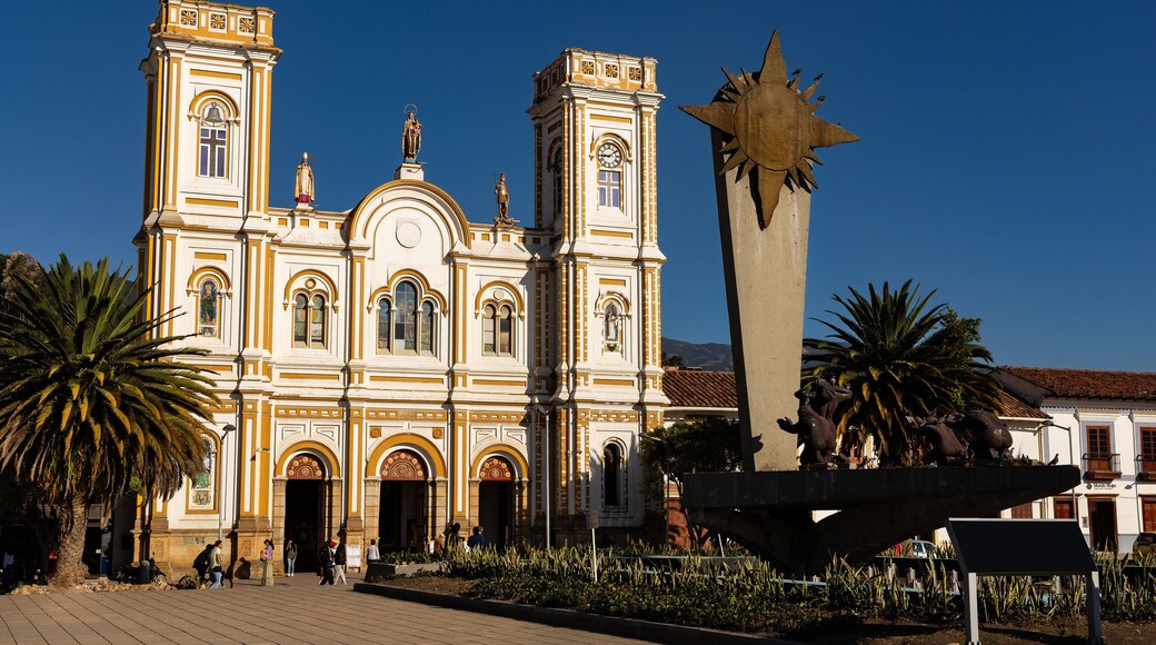 Sogamoso, Boyaca - Colombia. April 10, 2024. Cathedral of San Martin of Tours, located in the main park of the municipality