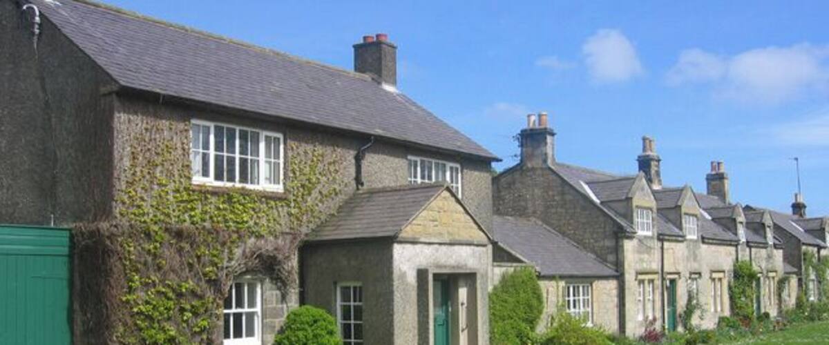 Rock, Northumberland. A group of old cottages near the chapel.