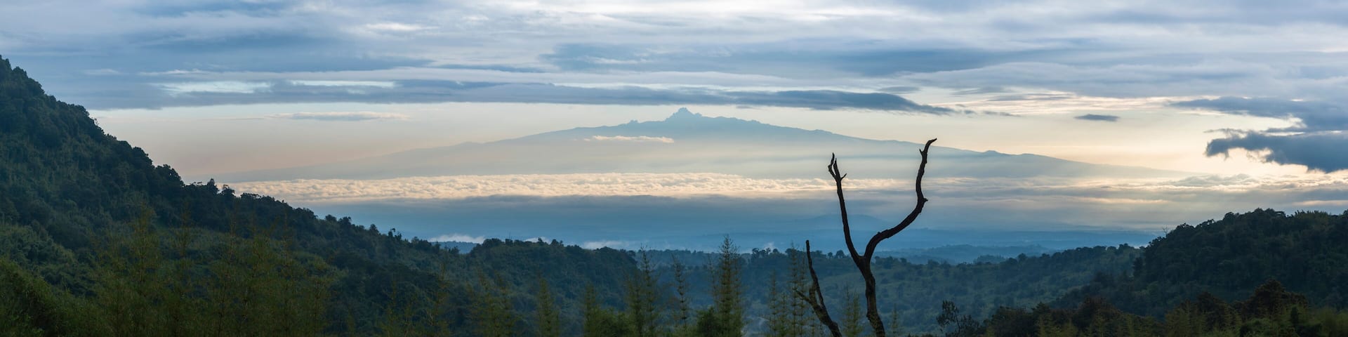 Mount Kenya 5199m summit, seen from Aberdare National Park, Kenya