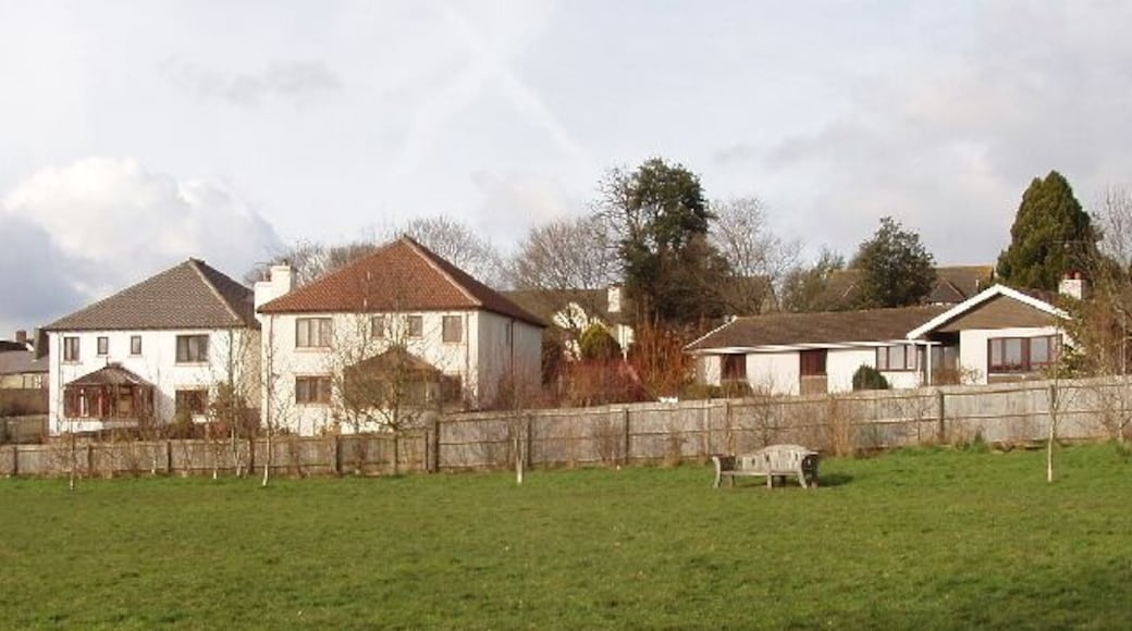 Millennium Green, Ideford. View west to the back of adjacent houses.