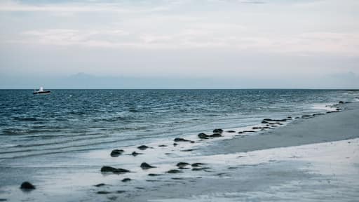 The coastline at St. Teresa beach on the Florida panhandle as the sun is setting