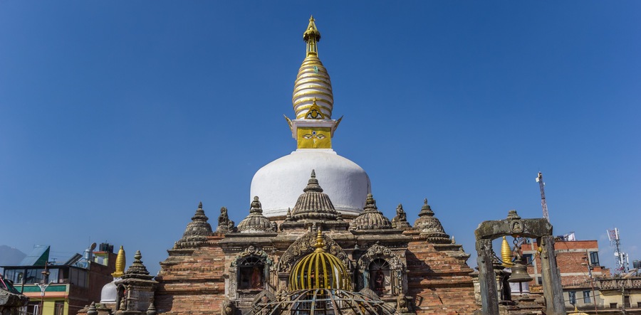 Panorama of the Chilancho Stupa in Kirtipur, Nepal