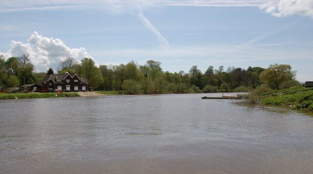 The River Severn at Lower Lode Looking downstream from the pontoon near the Lower Lode Inn.