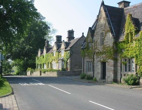 Cottages at Farley These cottages at Farley appear to enjoy a quiet and idyllic location next to Farley Hall in the Staffordshire countryside. However, just a few yards down the road is the Alton Towers theme park with its associated noise and traffic.