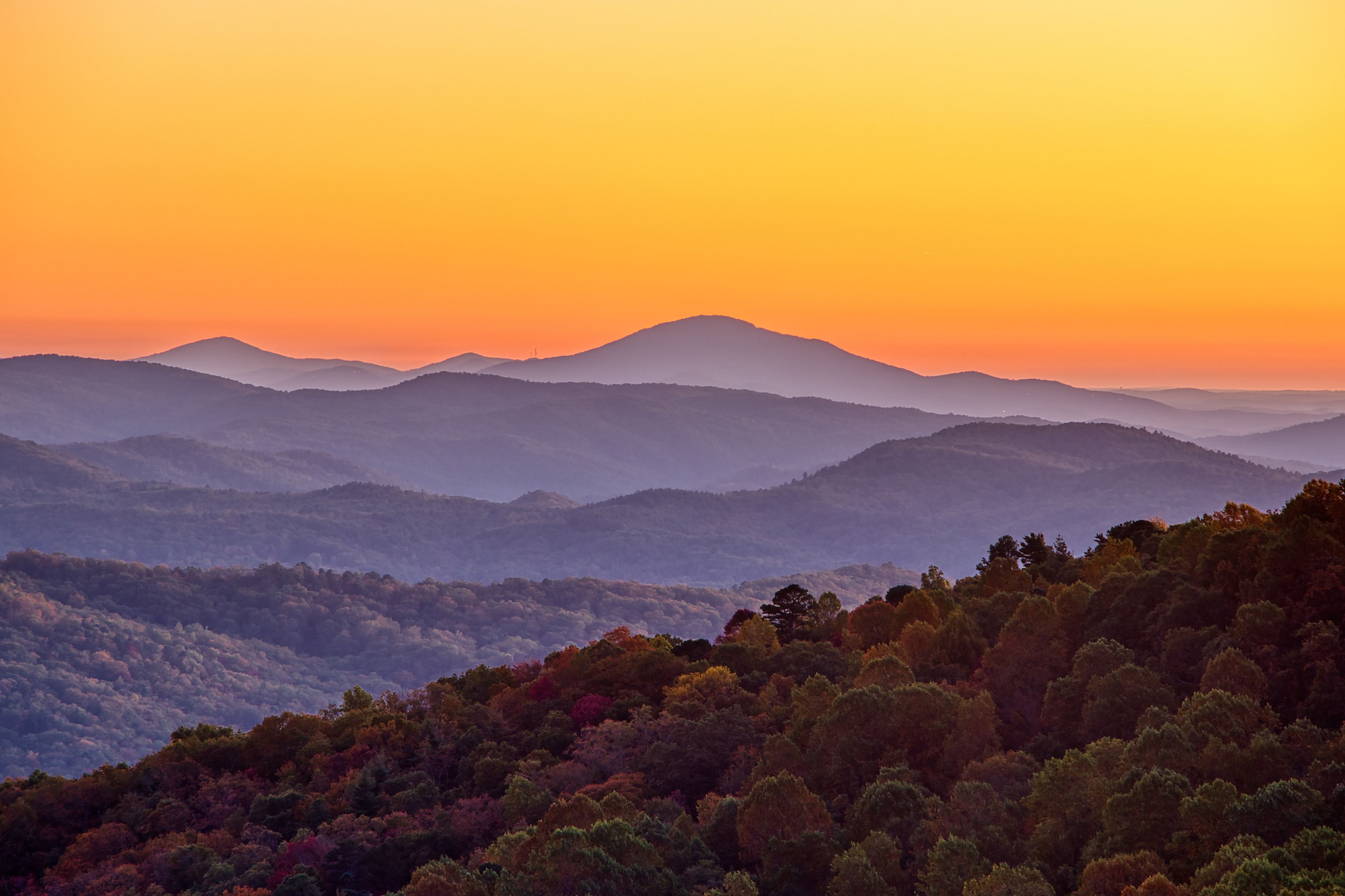 The Blue Ridge Mountains taken from Black Rock Mountain State Park, Georgia.
