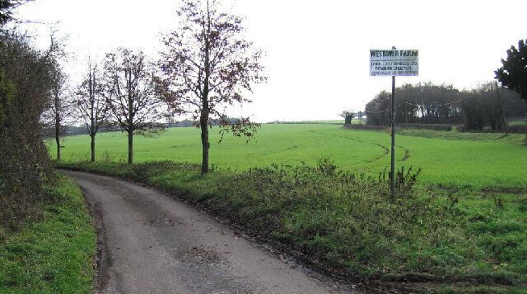 Westover Farm Road. Entrance to Westover Farm from Goodworth Clatford road travelling South