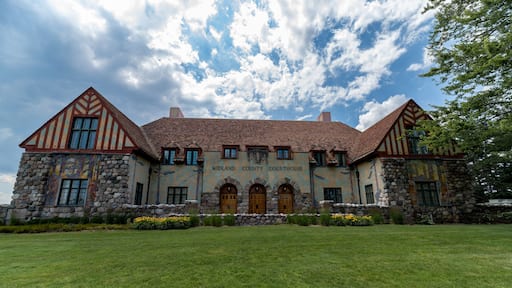 Midland County Courthouse in Midland, Michigan with Blue Skies and Clouds