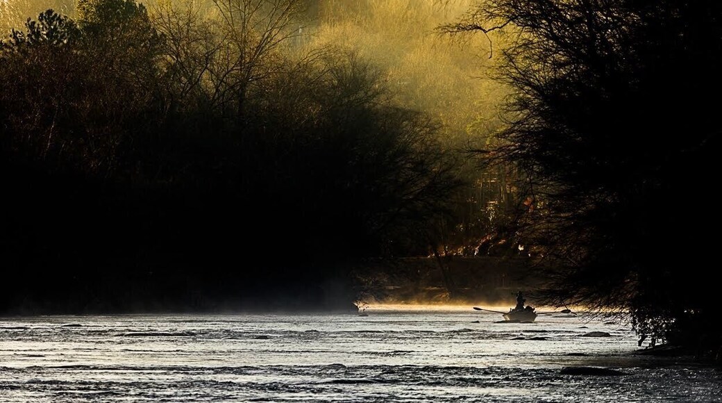 An early February morning finds the fly fishermen cruising the Toccao river. The sun is rising ever so gently just around the bend in the river. The weather is mild and the fish are biting. If you find yourself in need of a break from the Atlanta hustle, drive north to McCaysville for the weekend to remind yourself that less is more sometimes by sitting on the banks of the Toccoa and watch the sunrise.