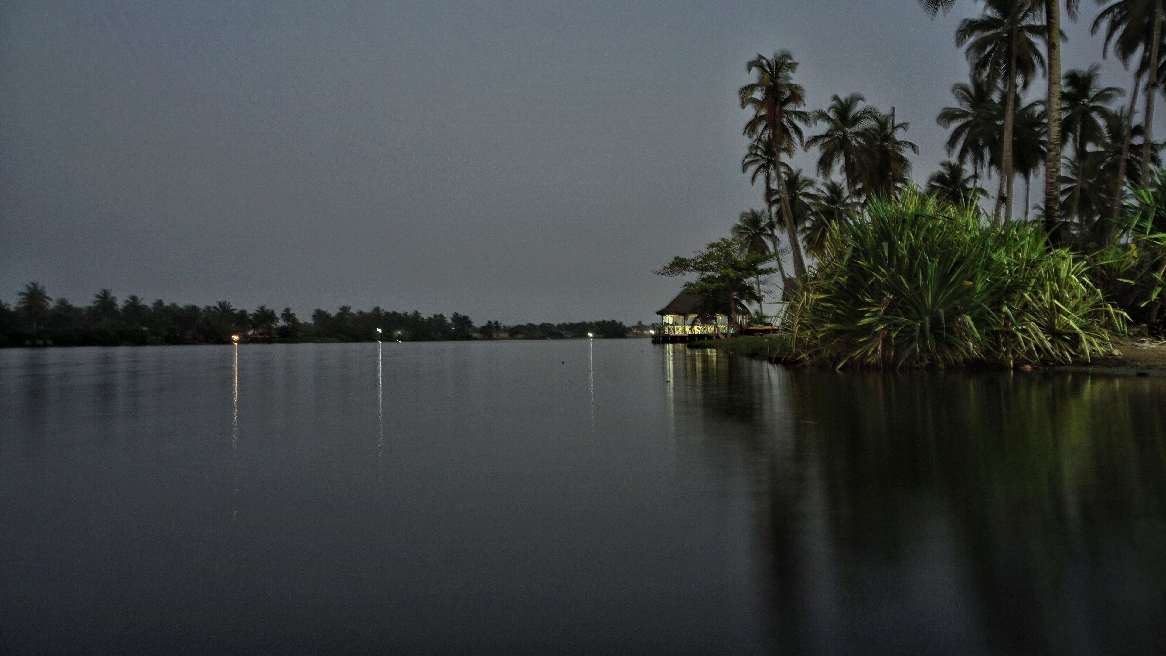 Lagoon at Assinie Mafia at night, Cote d'ivoire