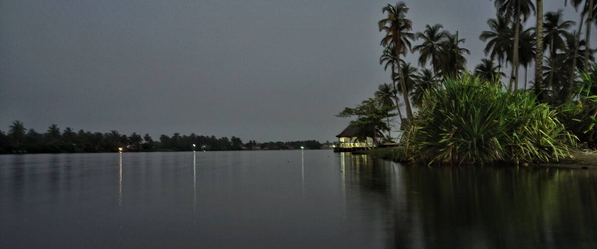 Lagoon at Assinie Mafia at night, Cote d'ivoire