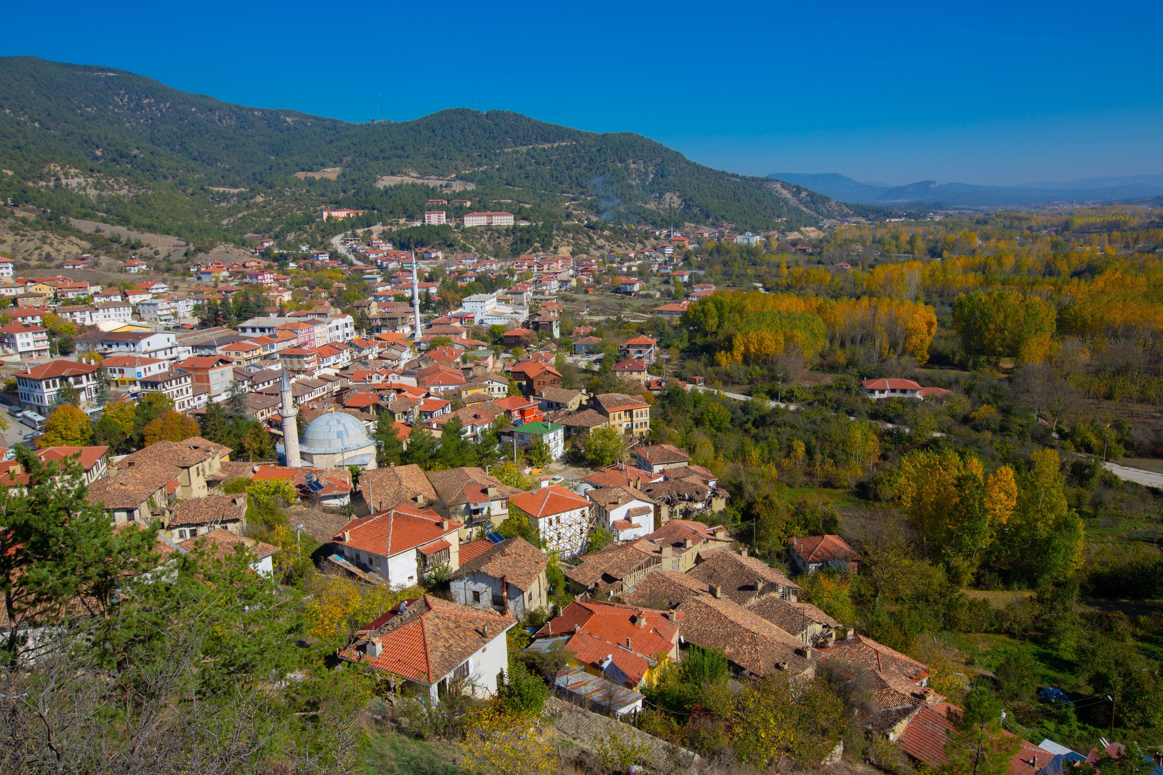 Panorama of Taraklı town view with old Ottoman houses. Located in Sakarya province and is one of Cittaslow Movement in Turkey.
