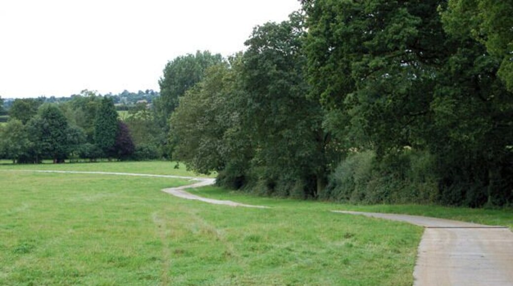 Festival preparations at Cropredy (7) Looking south across a field used to stage Fairport's Cropredy Convention music festival every August. A sectional 'Takway' metal road has been laid as part of the preparations. The pasture on the left of the photo is the main concert arena during the festival.