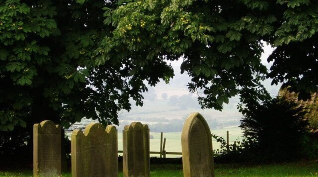 Looking out from the churchyard at Kirby Hill