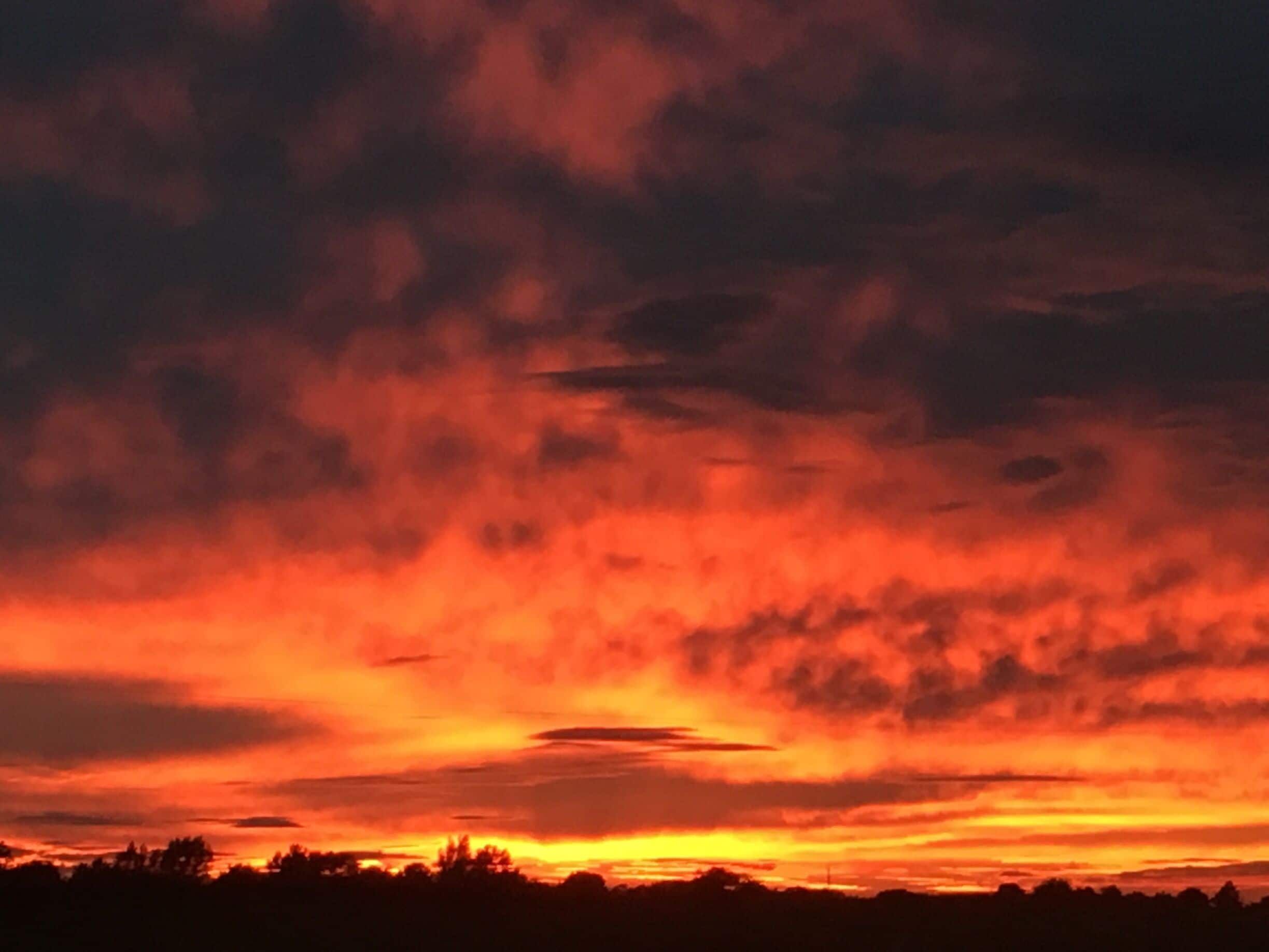 The depth of colour of the sky at sunset