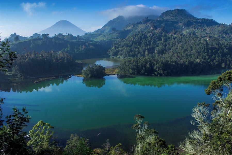 Telaga Warna (Color Lake), one of the travel destination in Dieng Plateau, Central Java, Indonesia.