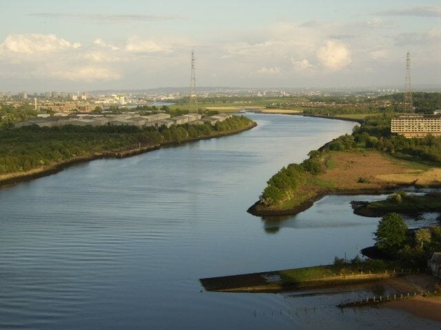 The River Clyde from the Erskine Bridge, Renfrewshire, Scotland.