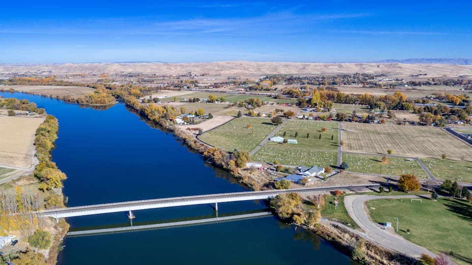 Aerial View of Snake River by Payette Idaho