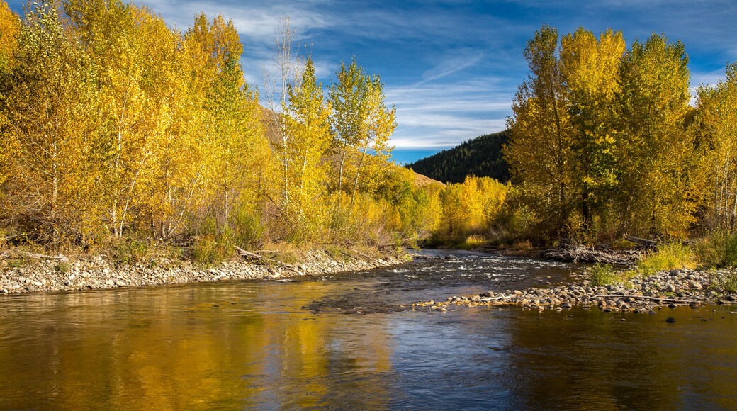The Big Wood River near Ketchum, Idaho. It is a 137miles long and is a tributary of the Malad River, which in turn is tributary to the Snake River and Columbia River.