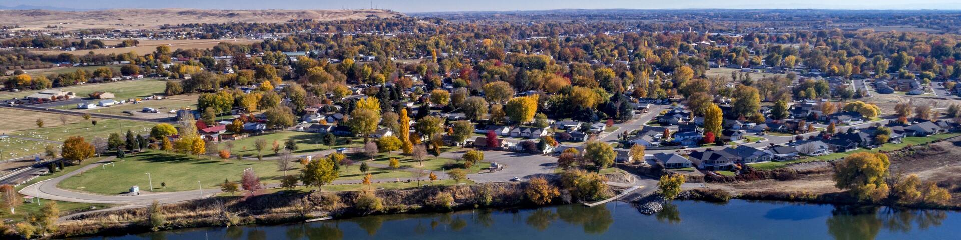 Aerial View of Payette Idaho and Snake River