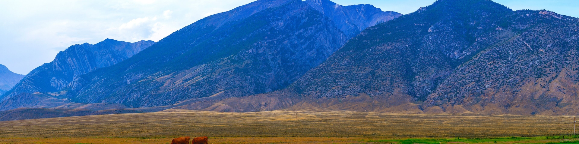 Idaho Hwy I-93 Summer Road Travel Landscape along the Peaks to Craters Scenic Byway U.S. Route 93: The Beauty of the Lost River Mountains and Valley