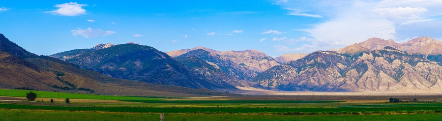 Idaho Hwy I-93 Summer Road Travel Landscape along the Peaks to Craters Scenic Byway U.S. Route 93: The Beauty of the Lost River Mountains and Valley