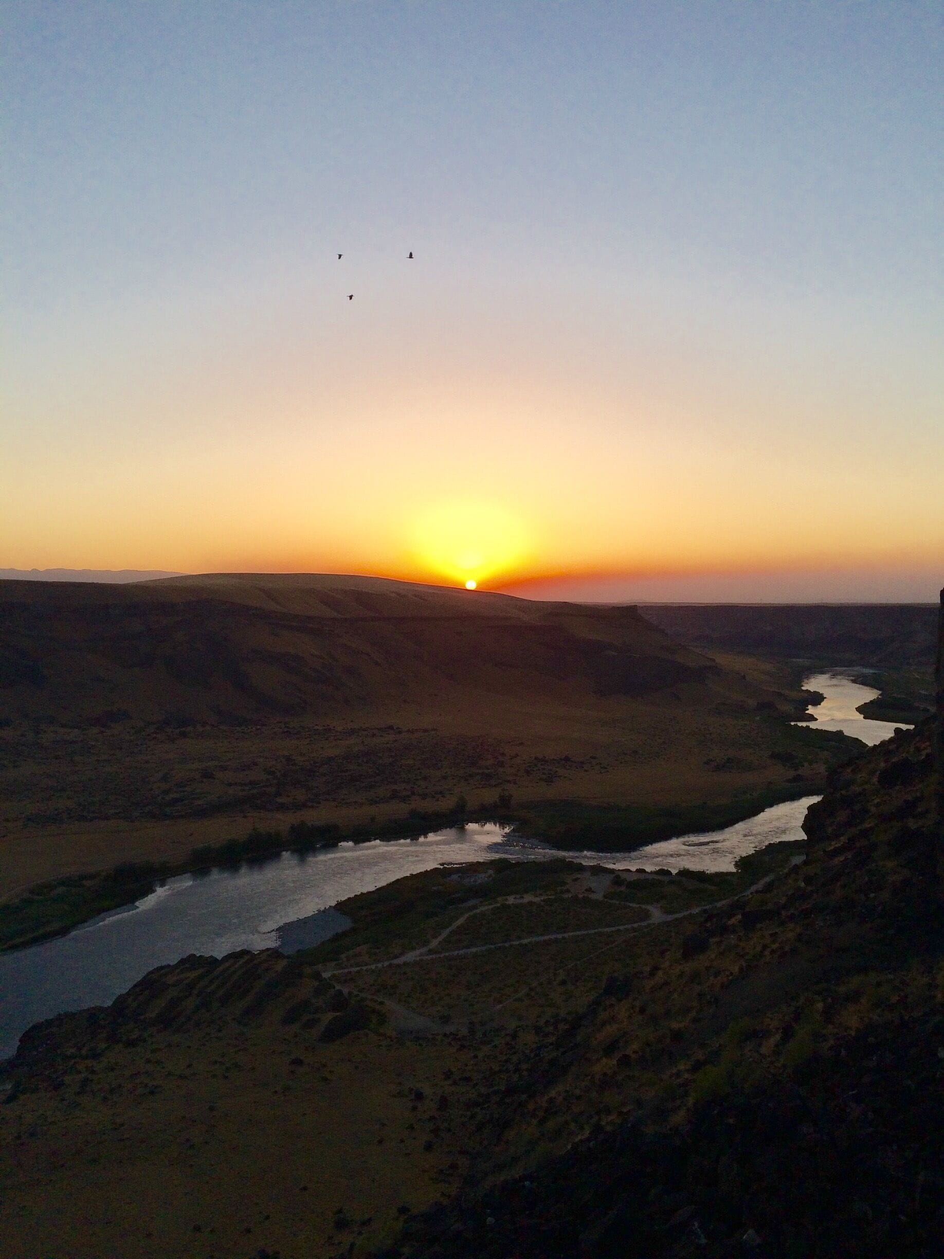 Overlooking the snake River at sunset. Recent Forest fires has put a lot of smoke in the sky and give the unique sunset. ￼