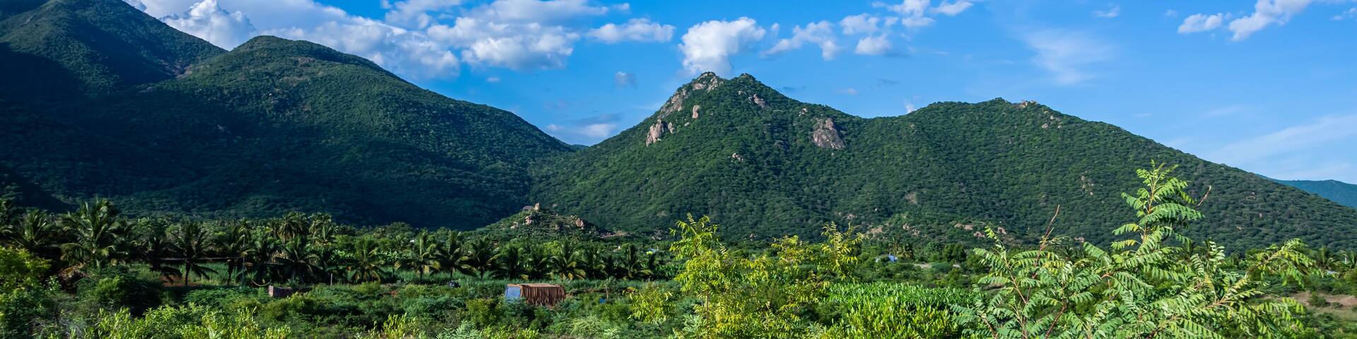 Amazing view of mountains and clouds in the spring at sathyamangalam, India.