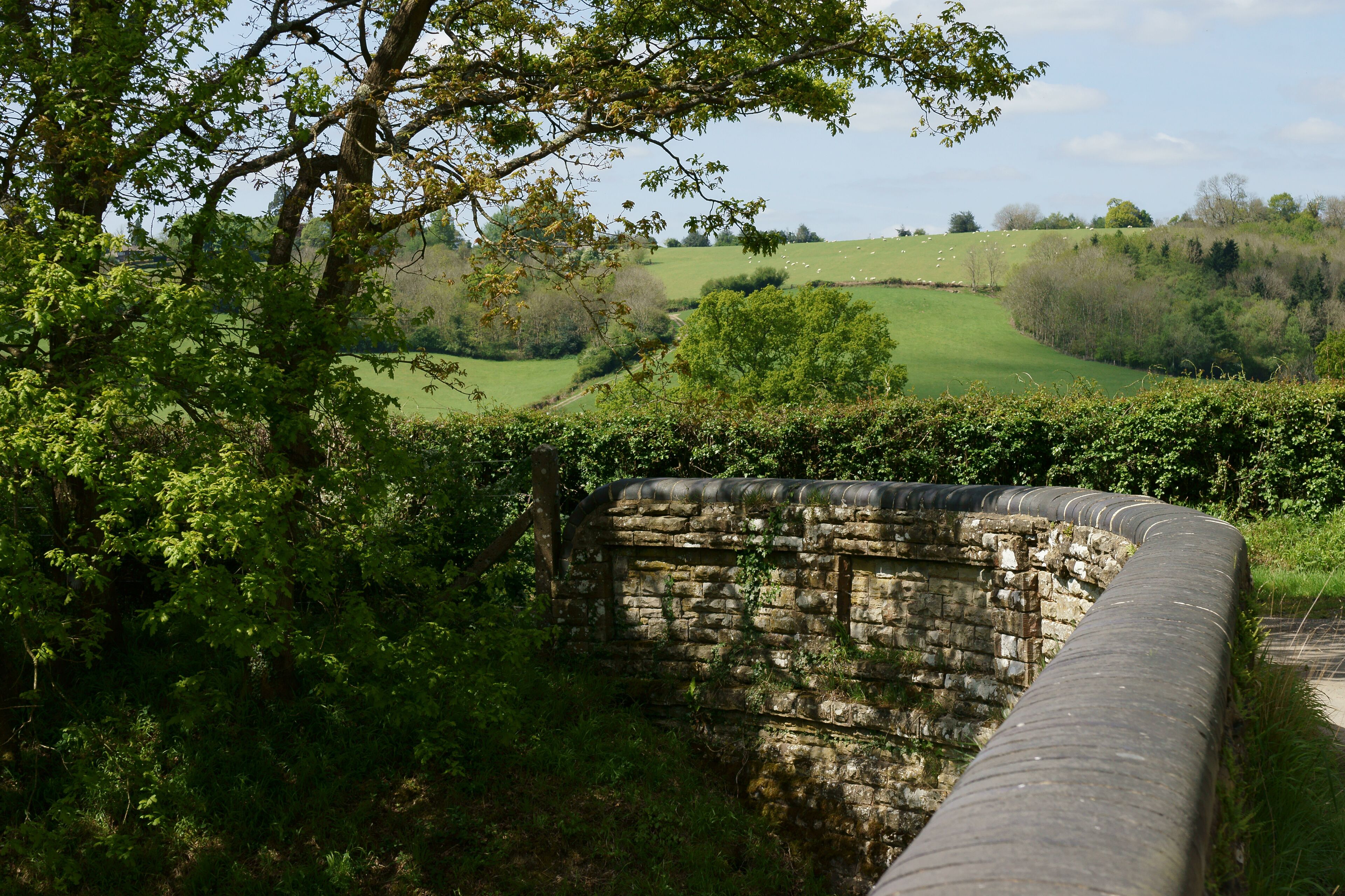 Horsted House Bridge. The distant ridge is close to the hamlet of Highbrook.