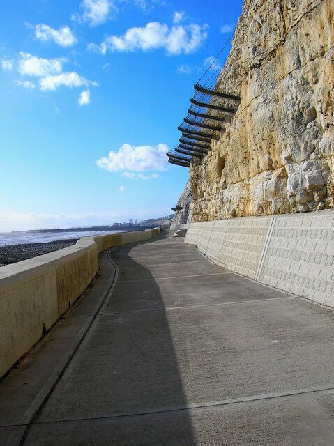 Cliff Protection Wire netting used to catch falling flints and rocks from the cliff and prevent hitting passers by below.
