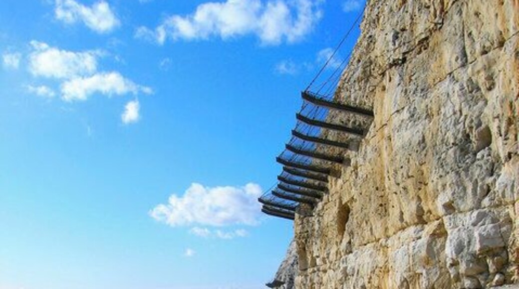 Cliff Protection Wire netting used to catch falling flints and rocks from the cliff and prevent hitting passers by below.