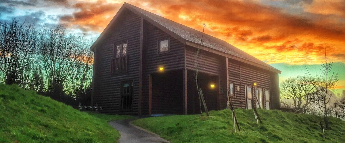 Our log cabin in the Bluestone National Park. That is one spooky looking sunset!!