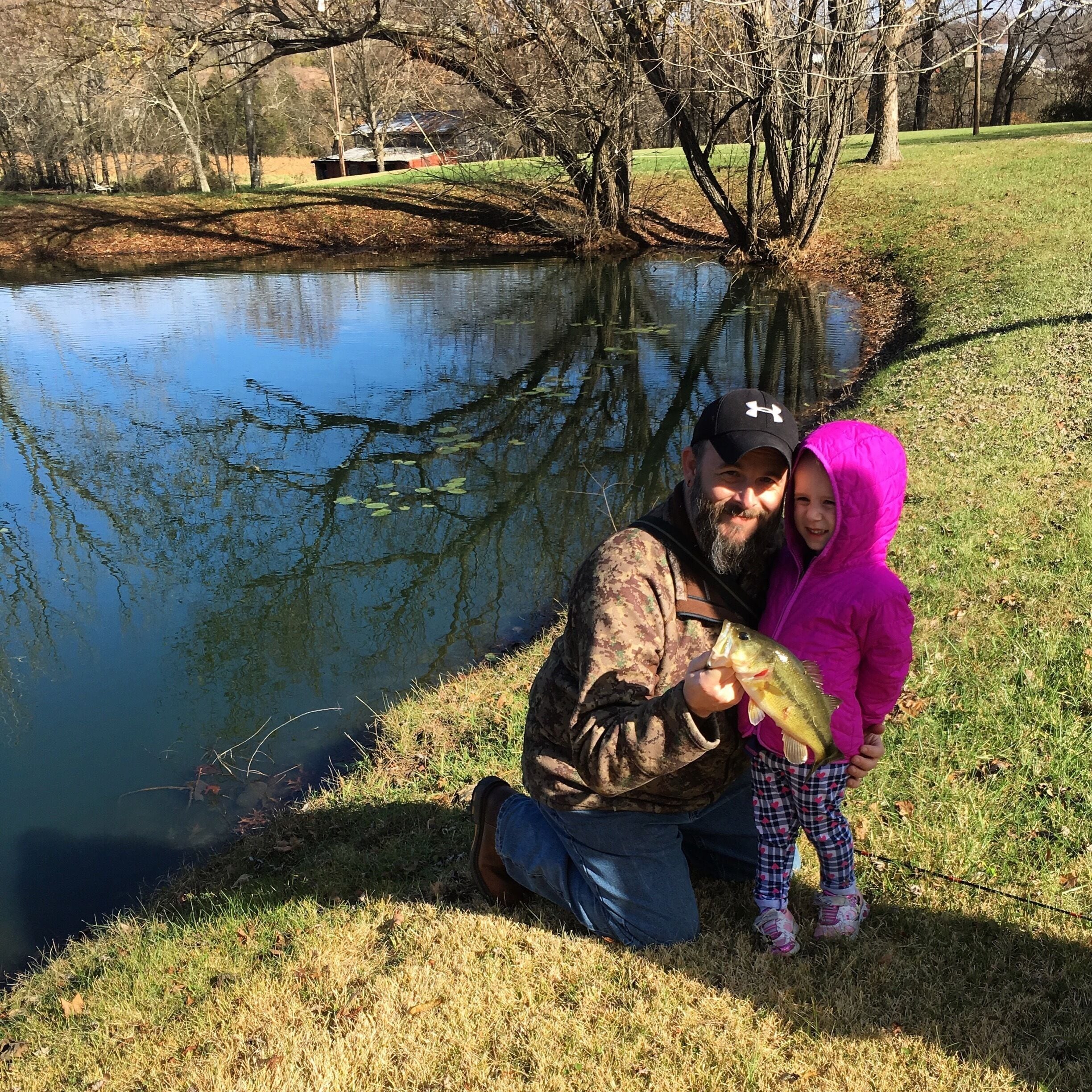 My daughter’s first time fishing at her Great Grandparents’ house. There are lots of hidden ponds and trails in this area. 