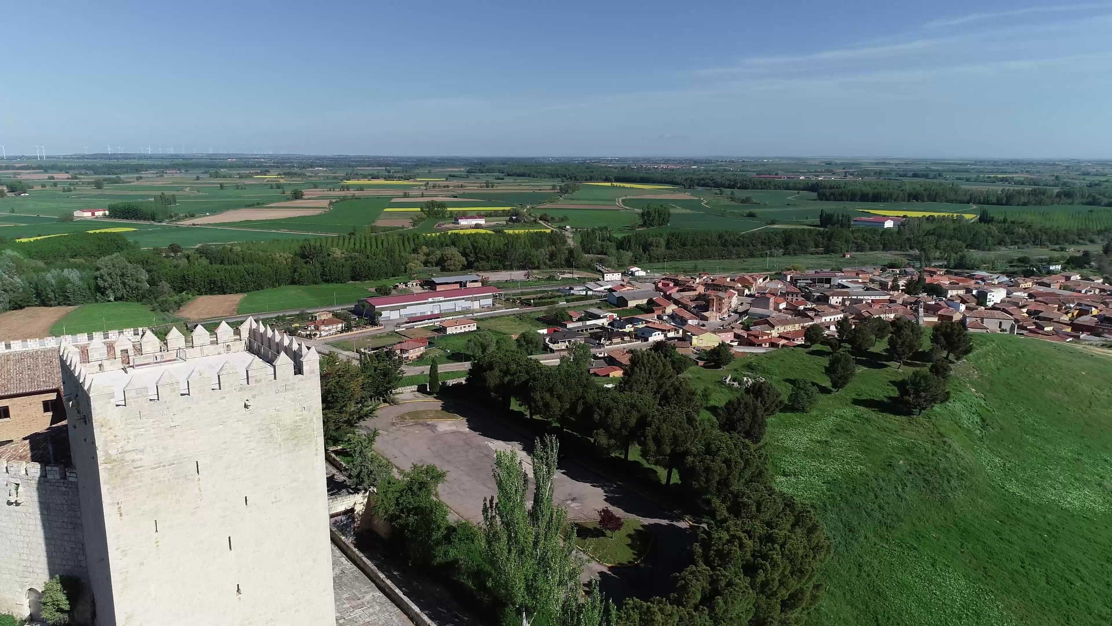 Castle of Monzon de Campos in Palencia overlooking rural farmlands