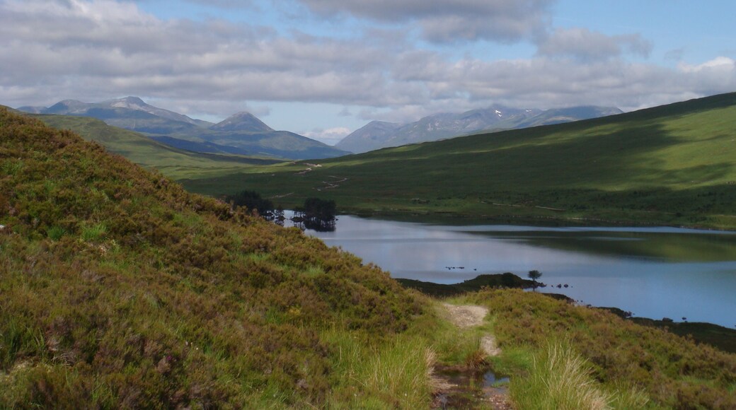 Looking down towards Loch Ossian and the West