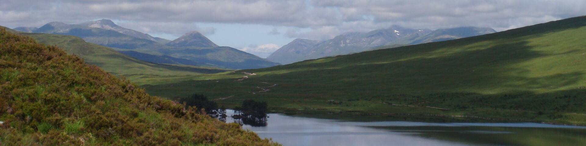 Looking down towards Loch Ossian and the West