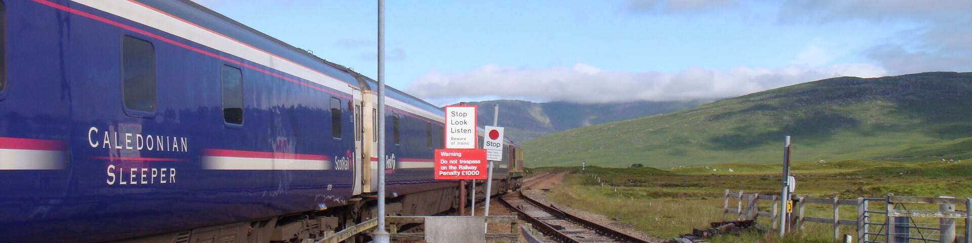Ft. William train leaving Corrour Station on a fine 2009 summer morning