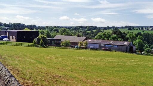 Site of Allendale station. View SW from B6303 road between Catton and Allendale Town in the valley of the River East Allen. The Allendale terminus of the ex-NER branch from Hexham had been ahead. It had closed eventually on 20/11/50, having lost its passenger service from 22/9/30.