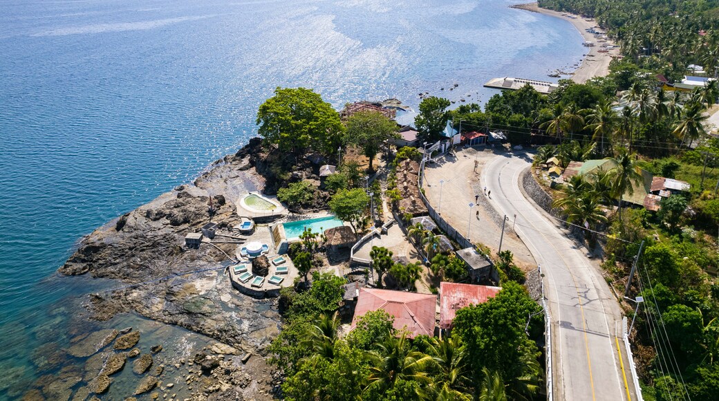 Aerial of Siraan Hot Spring and Health Resort along the coast of the town of Anini-y in Antique Province.