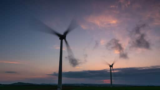 Wind farm at sundown #BVSBlue