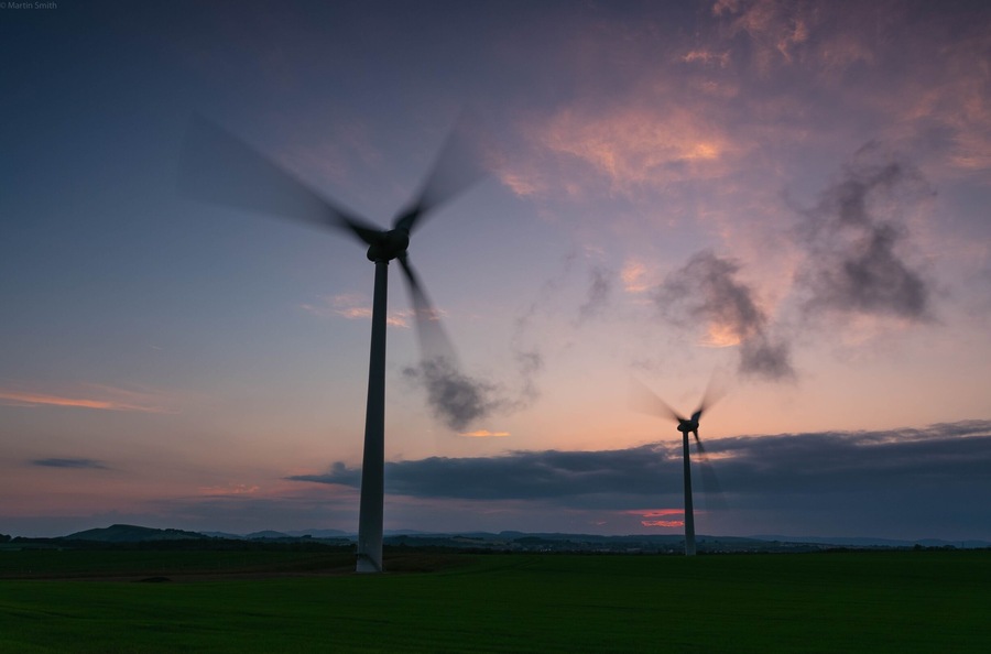 Wind farm at sundown #BVSBlue
