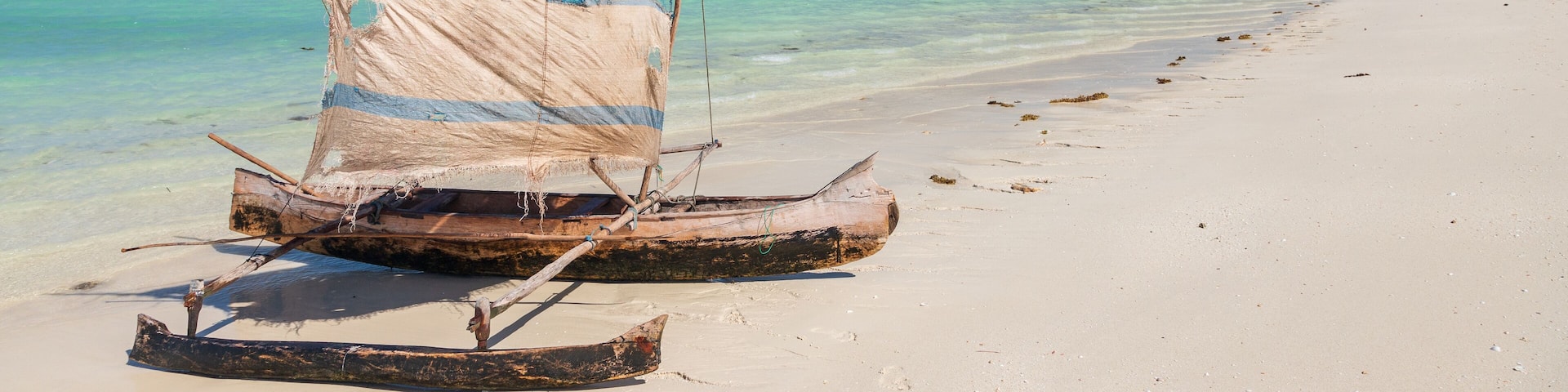 Lakana boat on the beach in Mamirano bay, madagascar