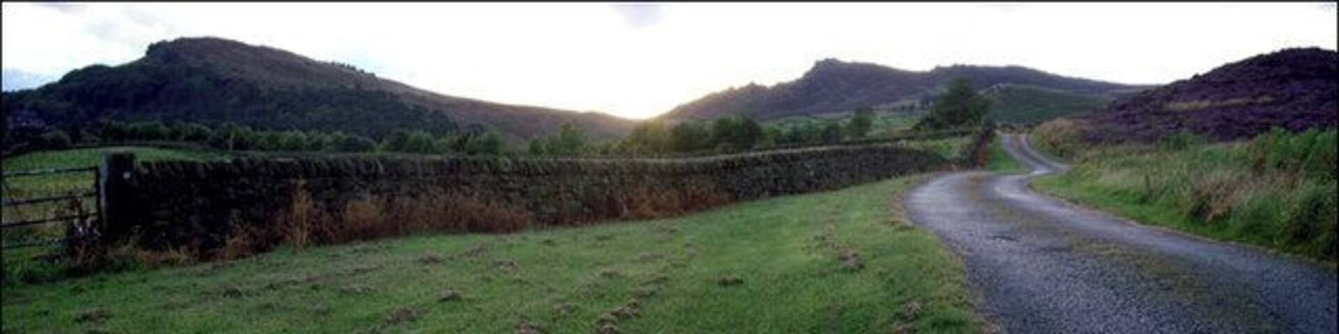 Below Ramshaw Rocks Early evening on a track below Ramshaw Rocks, North of Leek.