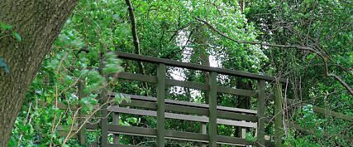 Footpath passing under the Meon Valley Trail as it approaches Fry's Lane, Meonstoke. The Trail follows the old railway line.