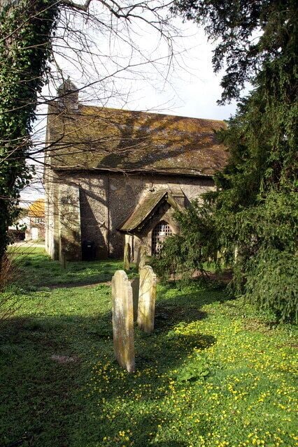 Corhampton Churchyard Looking towards the west end of the Saxon church.