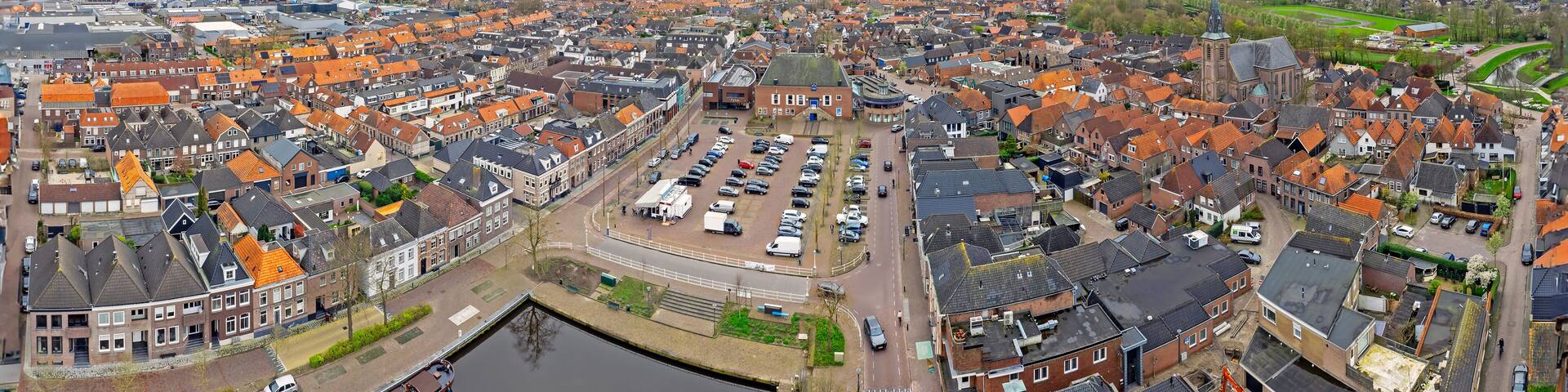 Aerial panorama from the city Genemuiden in the Netherlands